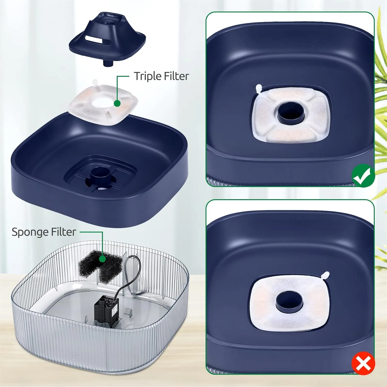 8 Pack Replacement Filters for 135oz/4L Dog Water Bowl Dispenser, BFLICROY Dog Water Filter Pet Water Fountain Replacement Filters, Cat Fountain Filter and 4Pack Pre-Filter Sponges