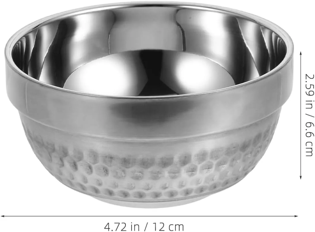 ABOOFAN 304 Stainless Steel Double Salad Bowl Insulated Soup Bowl for Camping Travel for Parties