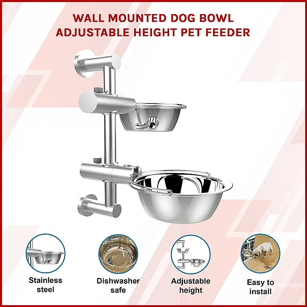 Adjustable Wall-Mounted Pet Feeder with Stainless Bowls
