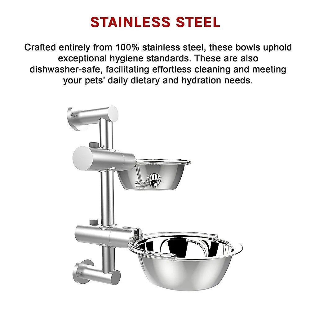 Adjustable Wall-Mounted Pet Feeder with Stainless Bowls