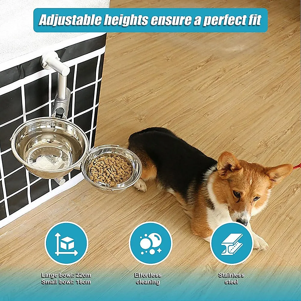 Adjustable Wall-Mounted Pet Feeder with Stainless Bowls