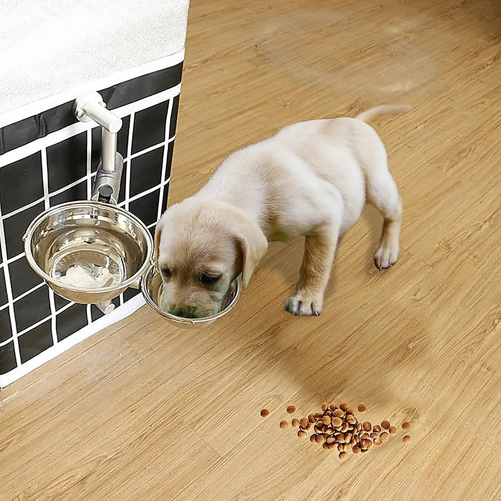 Adjustable Wall-Mounted Pet Feeder with Stainless Bowls