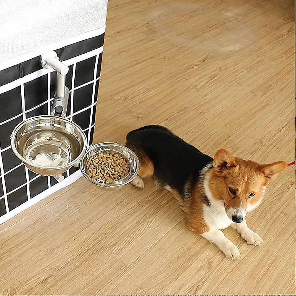 Adjustable Wall-Mounted Pet Feeder with Stainless Bowls
