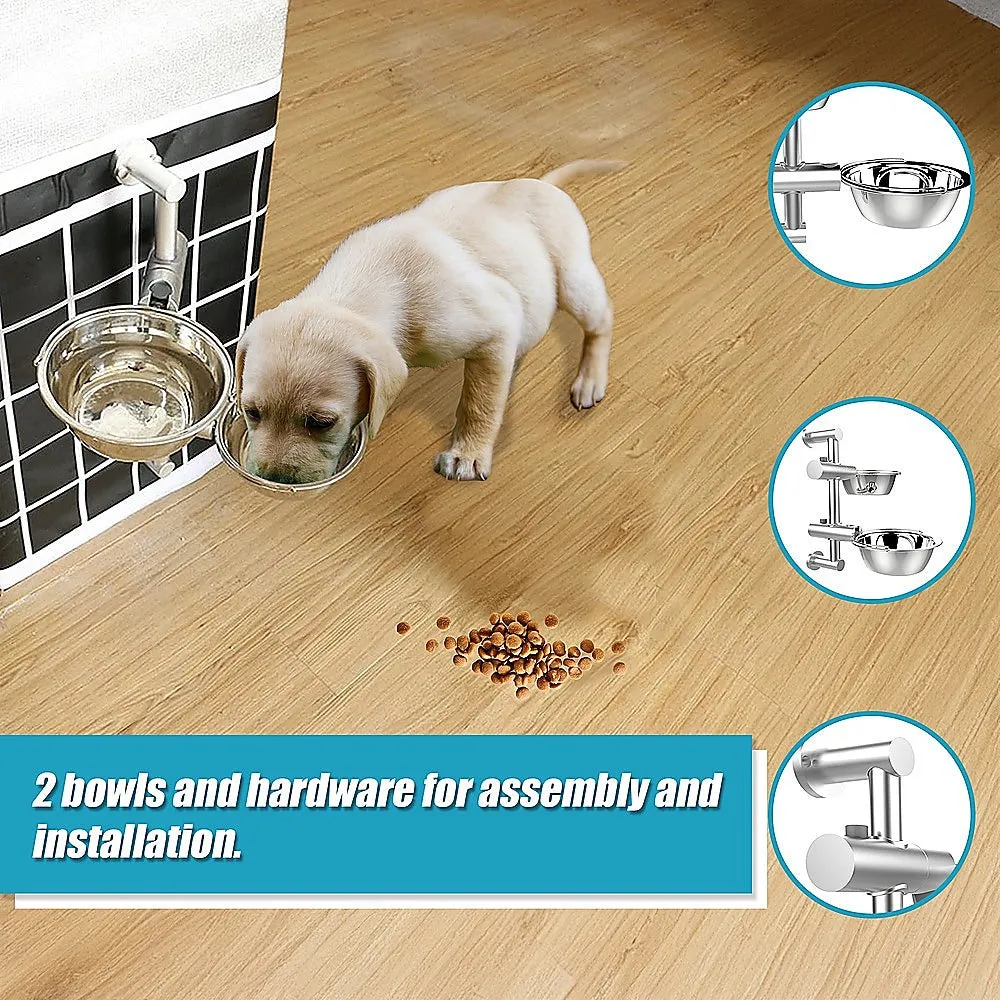 Adjustable Wall-Mounted Pet Feeder with Stainless Bowls