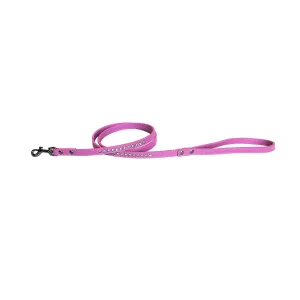 Clear Jewel Faux Leather Pet Leash in Bright Pink