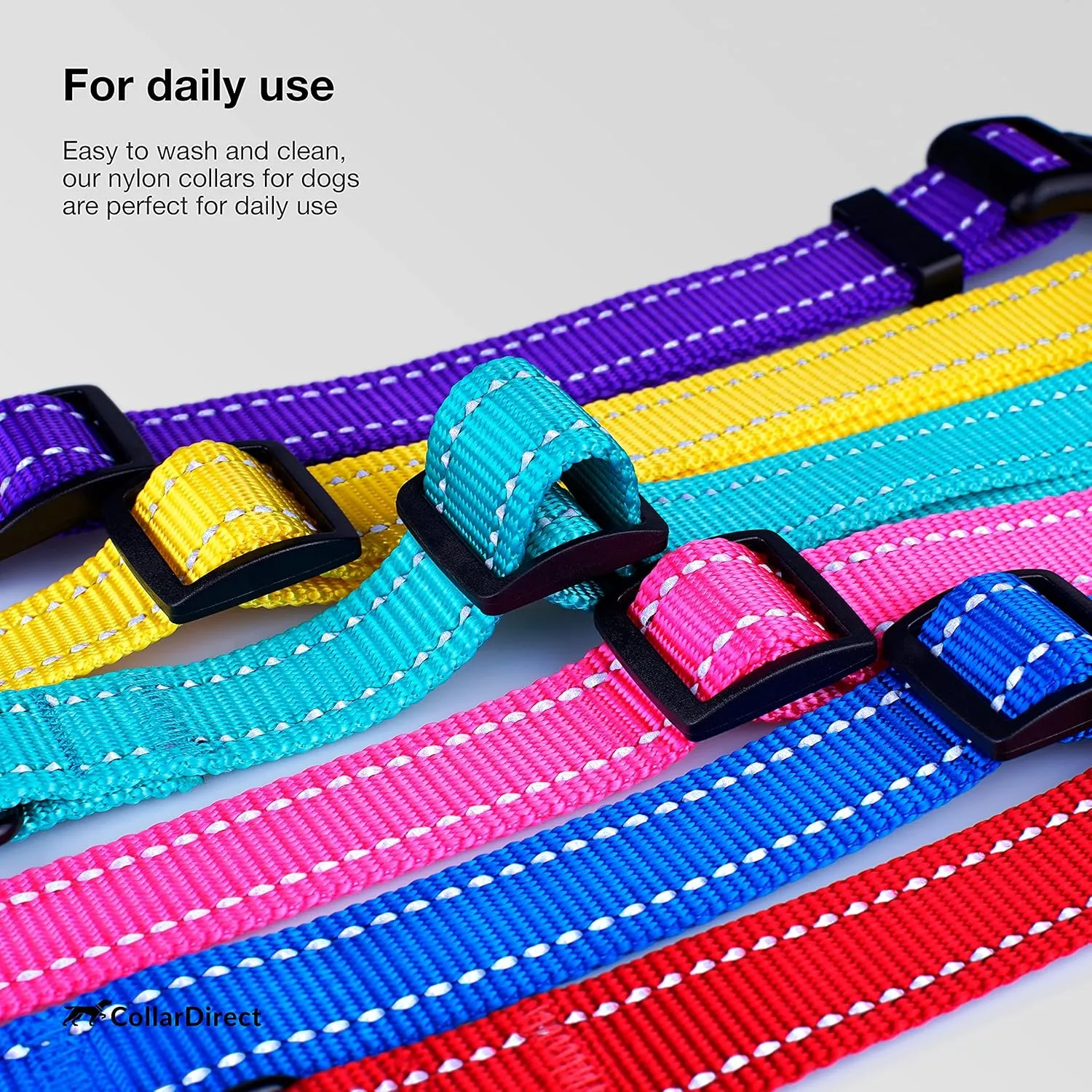 CollarDirect Reflective Dog Collar for a Small, Medium, Large Dog or Puppy with a Quick Release Buckle - Boy and Girl - Nylon Suitable for Swimming (18-26 Inch, Yellow)