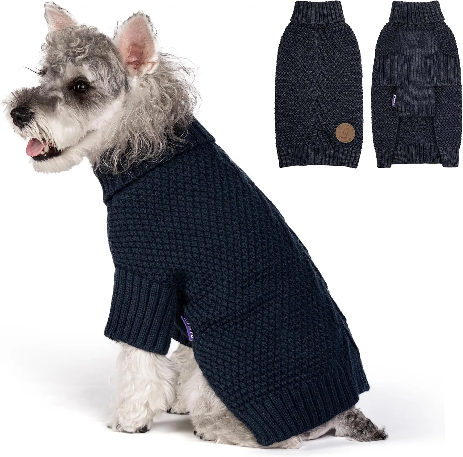 cyeollo Small Dog Sweater Turtleneck Knitted Sweaters Winter Puppy Dog Clothes with Leash Hole Fall Sweaters for Small Dogs Male