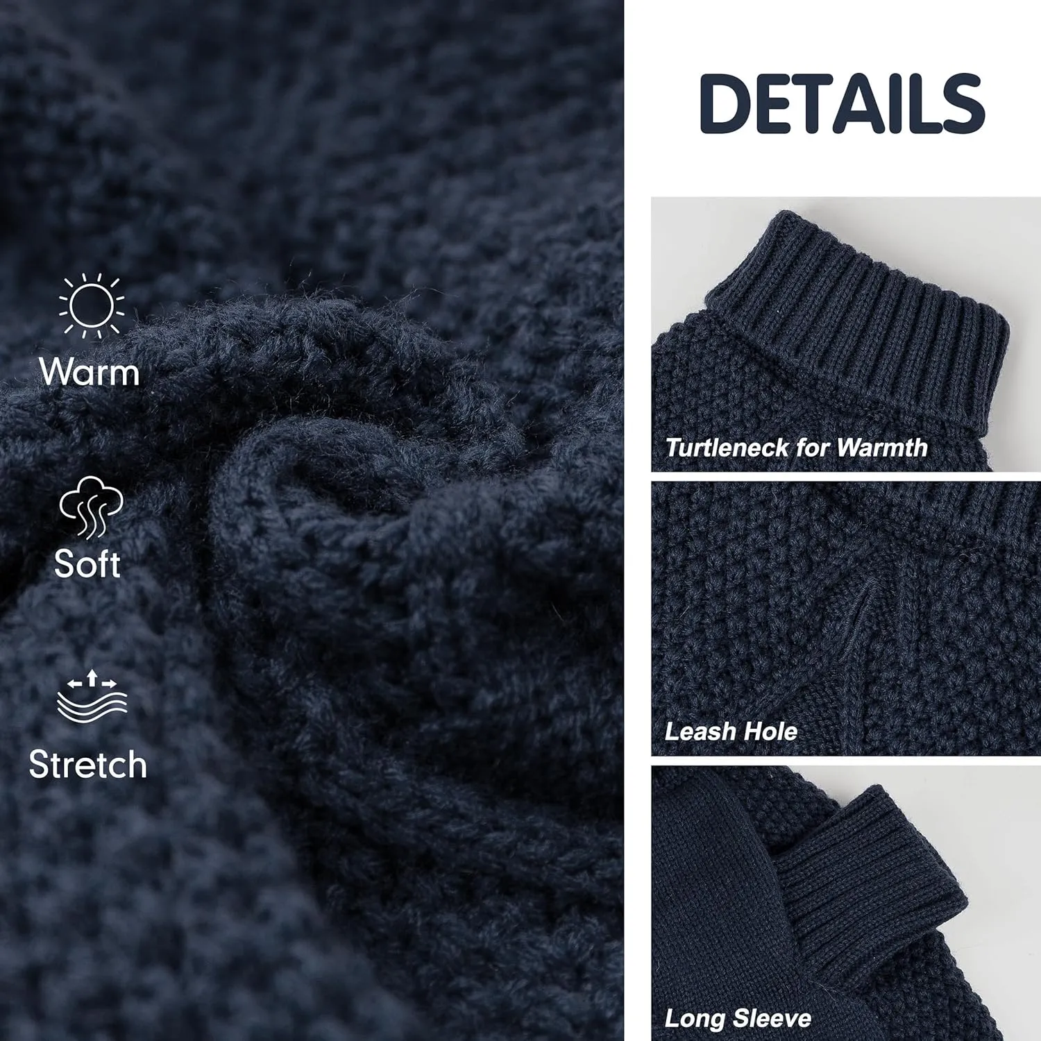 cyeollo Small Dog Sweater Turtleneck Knitted Sweaters Winter Puppy Dog Clothes with Leash Hole Fall Sweaters for Small Dogs Male