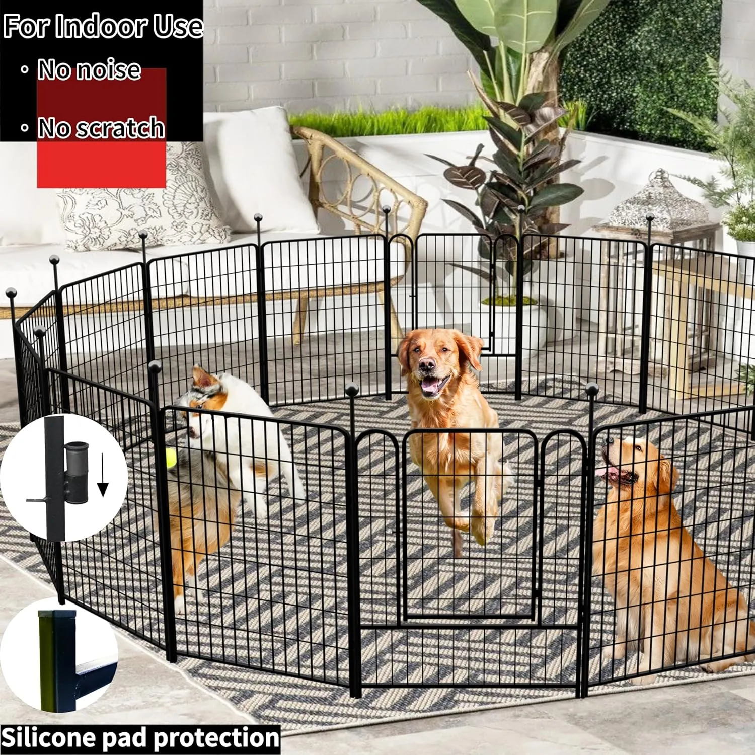 Dog Fence Outdoor for Yard 36'' High, Portable Dog Playpen with Rustproof and Sturdy Stakes for Medium/Large Dogs, 3ft Dog Play Pen for RV Camping(8 Panels)