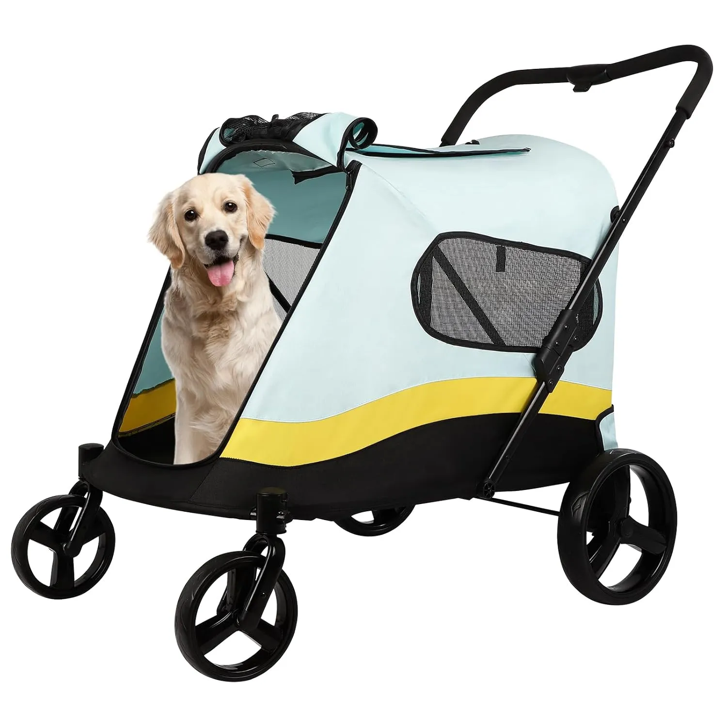 Extra Large Pet Stroller for Dogs, Large Capacity Dog Stroller Holds Up to 176 Lbs, Ventilated Mesh and Premium Oxford Fabric, One-Hand Folding Pet Stroller, Waterproof and Abrasion-Resistant