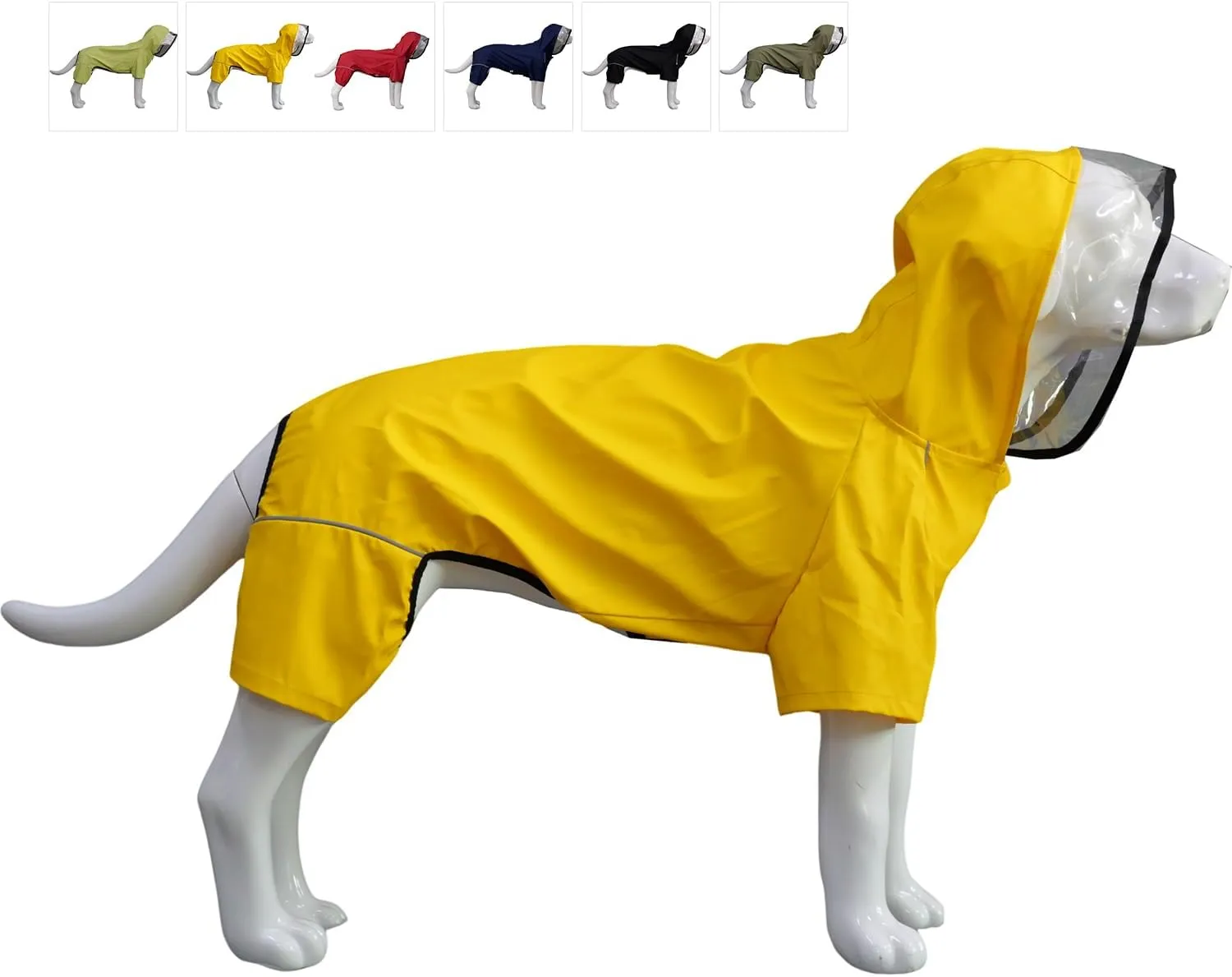 Four-Legged Full Coverage Waterproof Dog Raincoat with Reflective Features Pet Raincoats for Large Medium Small Dogs Yellow M