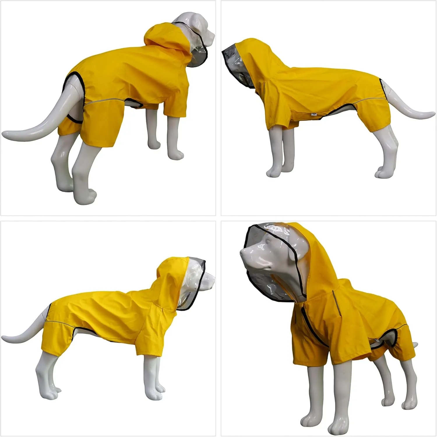 Four-Legged Full Coverage Waterproof Dog Raincoat with Reflective Features Pet Raincoats for Large Medium Small Dogs Yellow M