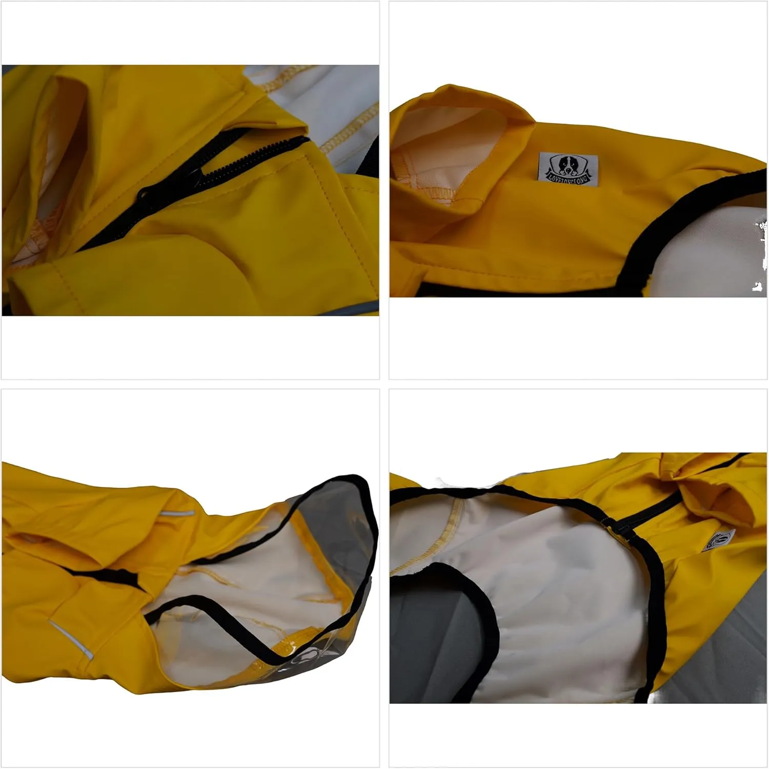Four-Legged Full Coverage Waterproof Dog Raincoat with Reflective Features Pet Raincoats for Large Medium Small Dogs Yellow M