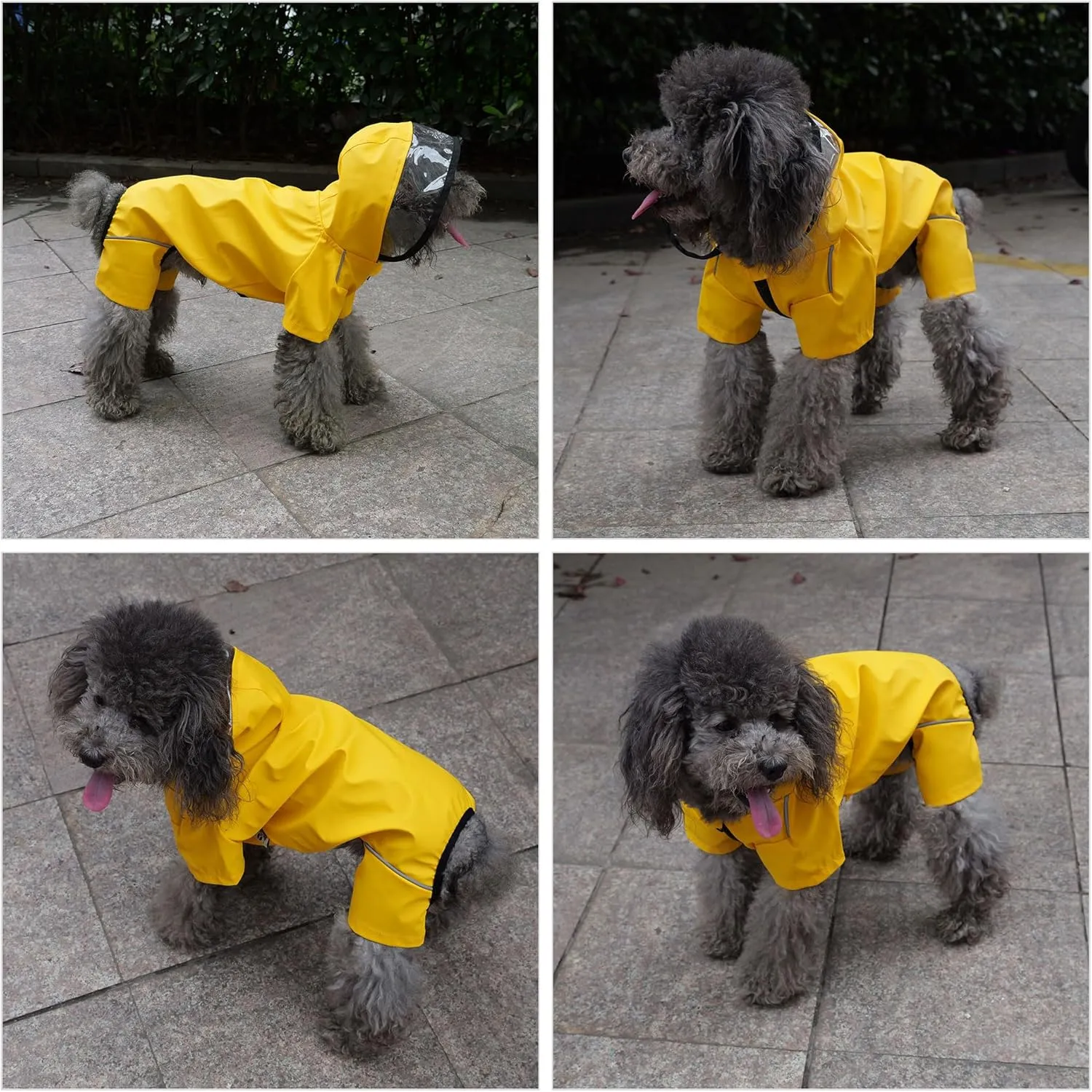 Four-Legged Full Coverage Waterproof Dog Raincoat with Reflective Features Pet Raincoats for Large Medium Small Dogs Yellow M