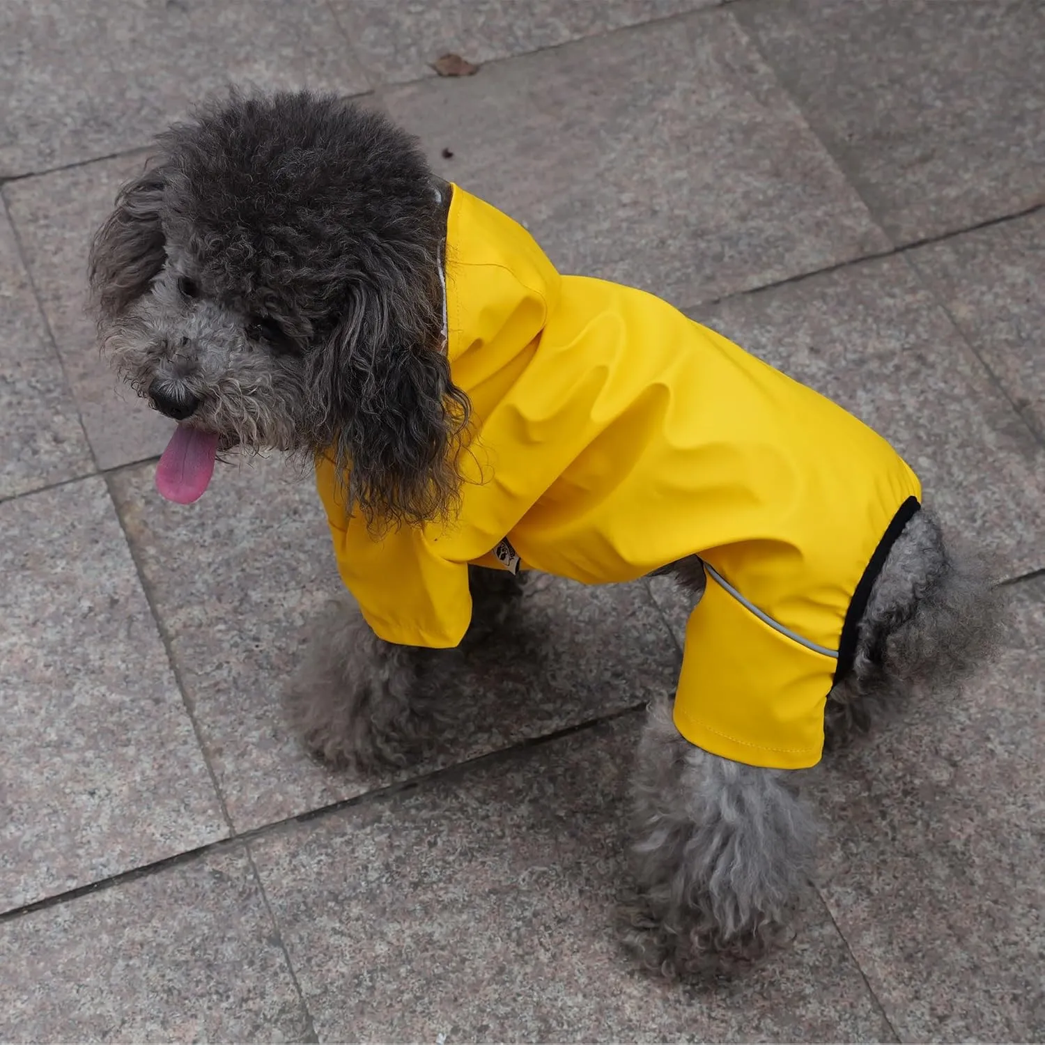 Four-Legged Full Coverage Waterproof Dog Raincoat with Reflective Features Pet Raincoats for Large Medium Small Dogs Yellow M