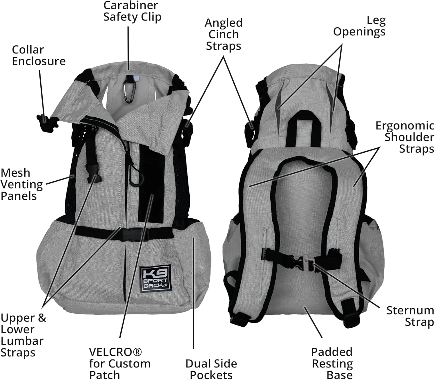 K9 Sport Sack | Dog Carrier Backpack for Small and Medium Pets | Front Facing Adjustable Dog Backpack Carrier | Fully Ventilated | Veterinarian Approved (Small, Air - Charcoal Grey)