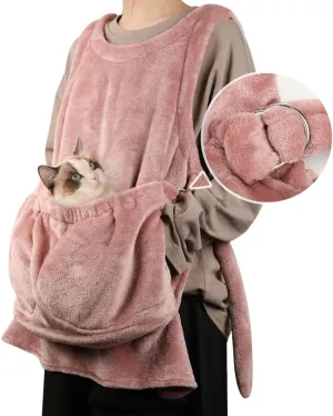La La Pet Adjustable Cat Carrier Apron with Double Layer Pocket Cat Sleeping Bag Pet Carrier Sling Kitten Carrier Bag Cat Carrier Pouch for Small Medium Sized Animals Pink