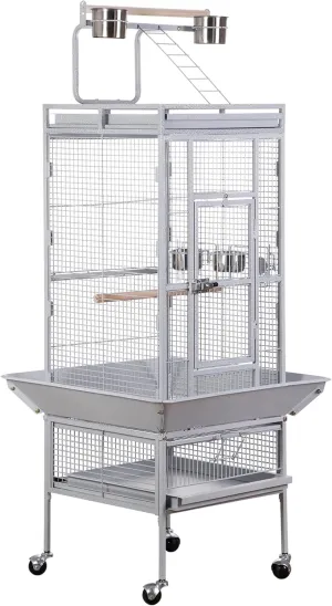 LEMY 61 Inch Iron Birdcage, Small Bird Cage with Play Top and Rolling Stand for Parakeets, Parrot, Lovebirds, Pet House Indoor&Outdoor Use
