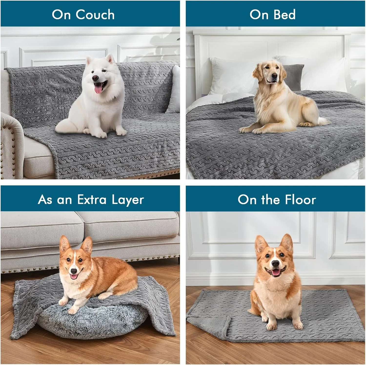 lifein Waterproof Dog Blankets for Dogs - Calming Cat Blanket for Couch Protector Washable, Long Faux Fur Pet Throw Blanket for Large/Small Dogs/Puppy,Furniture Protection (Grey, 40 * 28 inches)