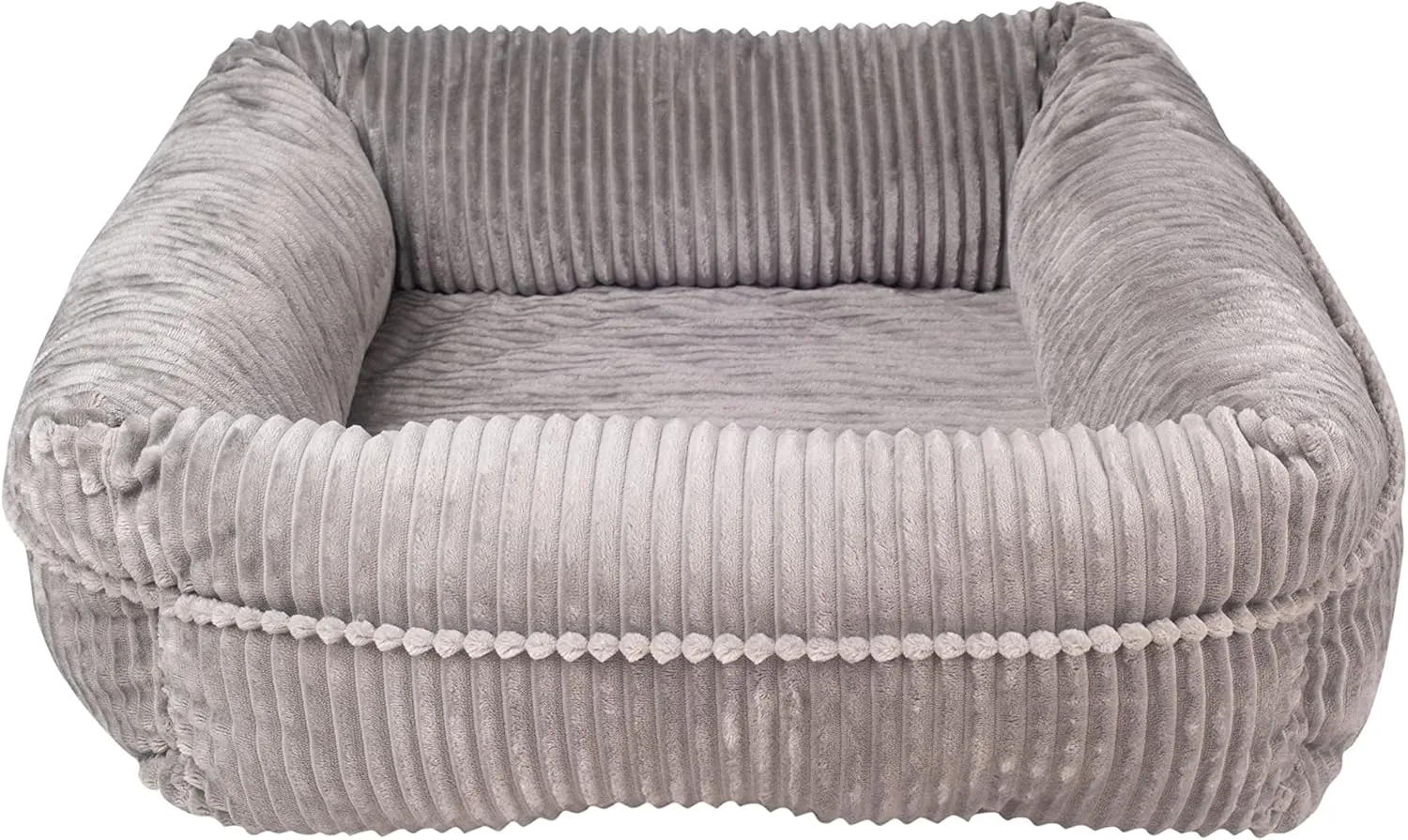 long rich Pet Bed for Dogs and Cats - Soft Cozy Corduroy Pet Bed, Egg Crate Orthopedic Foam Dog Bed, Removable Machine Washable Cover (25 x 21" x 8", Grey)