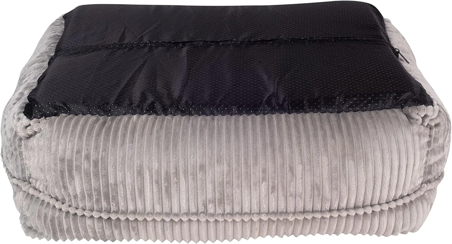 long rich Pet Bed for Dogs and Cats - Soft Cozy Corduroy Pet Bed, Egg Crate Orthopedic Foam Dog Bed, Removable Machine Washable Cover (25 x 21" x 8", Grey)