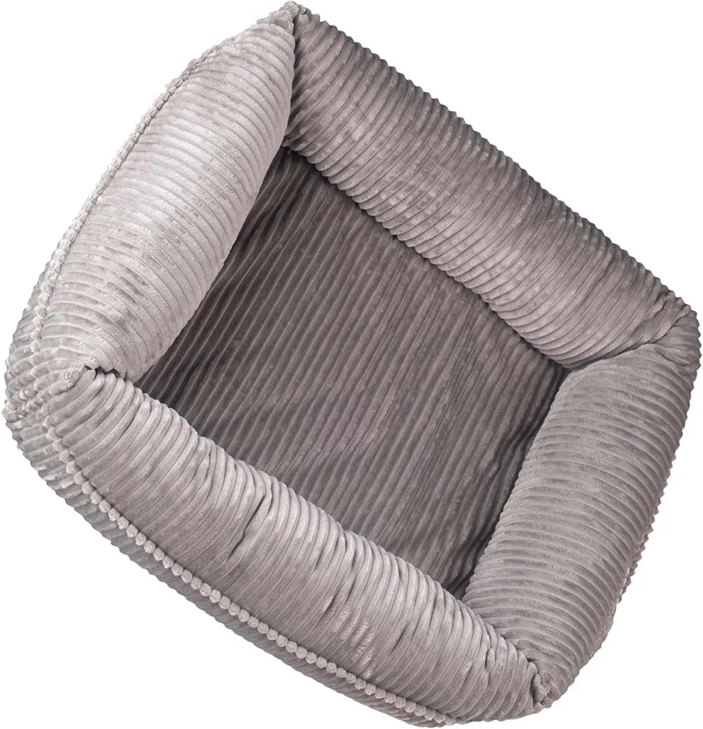long rich Pet Bed for Dogs and Cats - Soft Cozy Corduroy Pet Bed, Egg Crate Orthopedic Foam Dog Bed, Removable Machine Washable Cover (25 x 21" x 8", Grey)