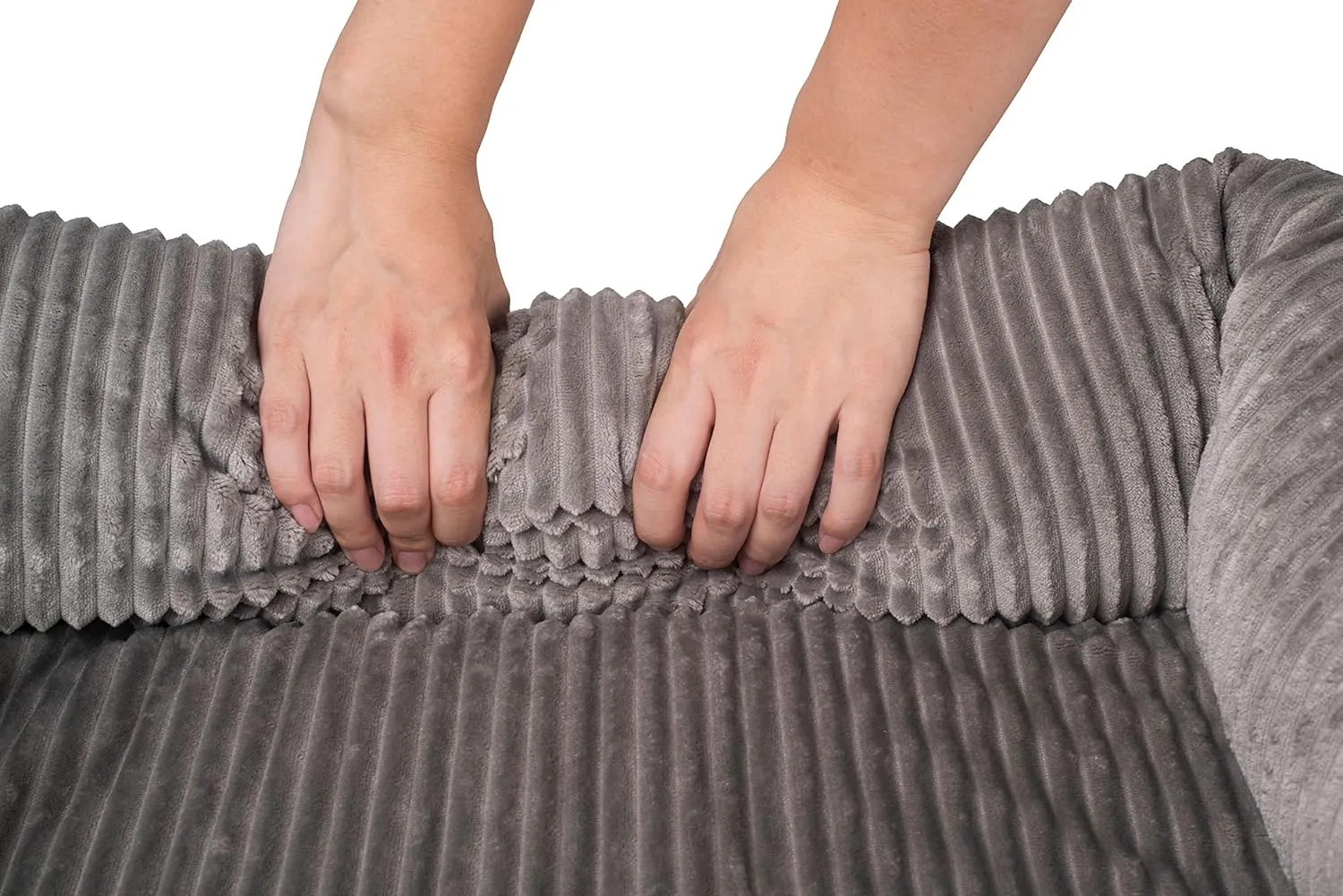 long rich Pet Bed for Dogs and Cats - Soft Cozy Corduroy Pet Bed, Egg Crate Orthopedic Foam Dog Bed, Removable Machine Washable Cover (25 x 21" x 8", Grey)
