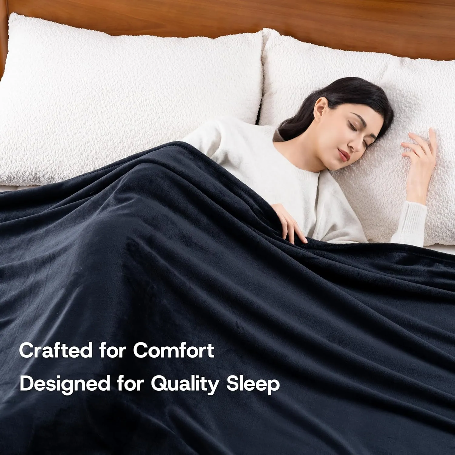 Luxury Fleece Warm Blanket, Soft Lightweight Velvety Plush Blanket for Sofa and Bed, Cozy Comfy for All Seasons(Black, 10890 Inches)