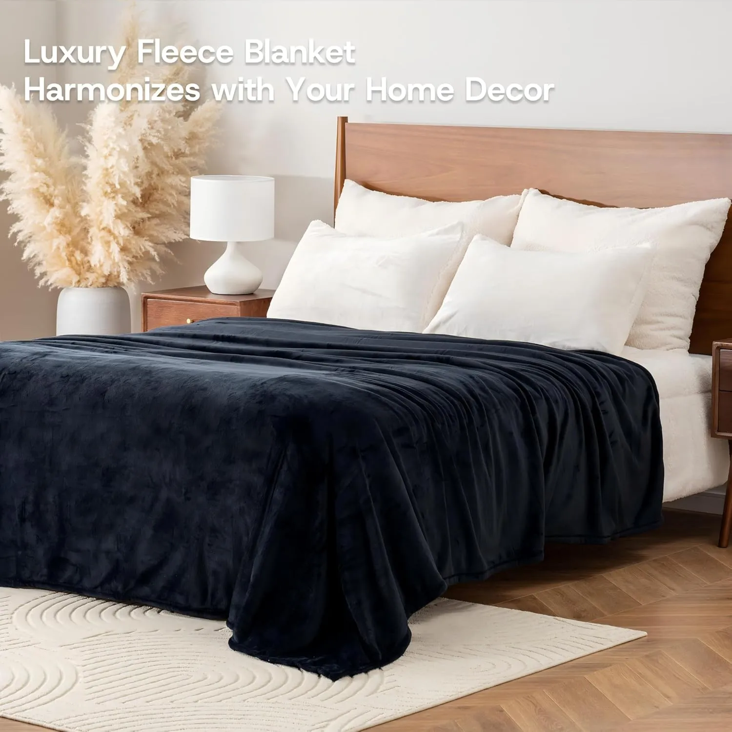 Luxury Fleece Warm Blanket, Soft Lightweight Velvety Plush Blanket for Sofa and Bed, Cozy Comfy for All Seasons(Black, 10890 Inches)