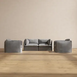 Modular Performance 2-Seater Sofa   Armchair Set in Ash | Relaxed Blend