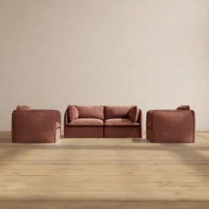 Modular Performance 2-Seater Sofa   Armchair Set in Chestnut | Relaxed Blend