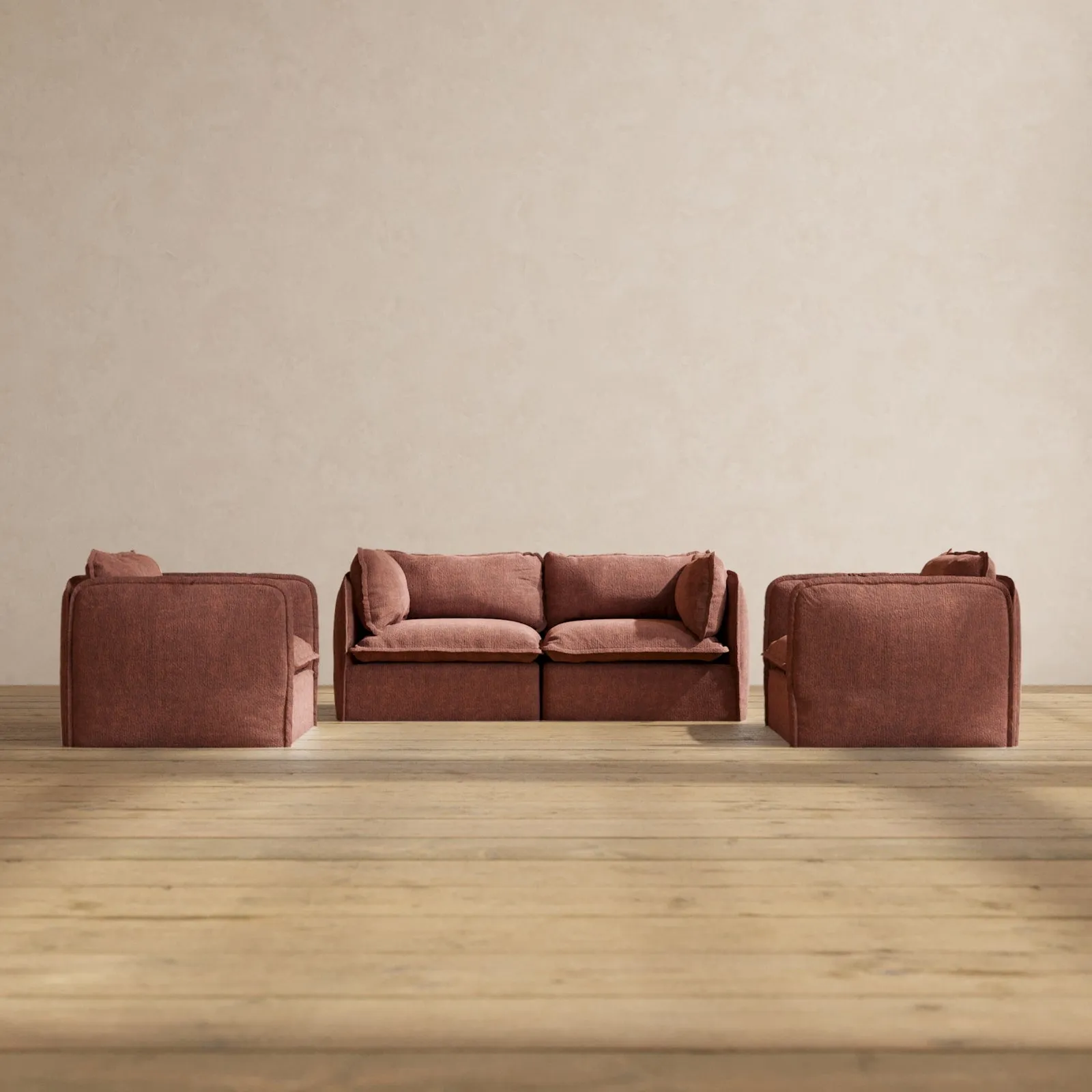 Modular Performance 2-Seater Sofa   Armchair Set in Chestnut | Relaxed Blend