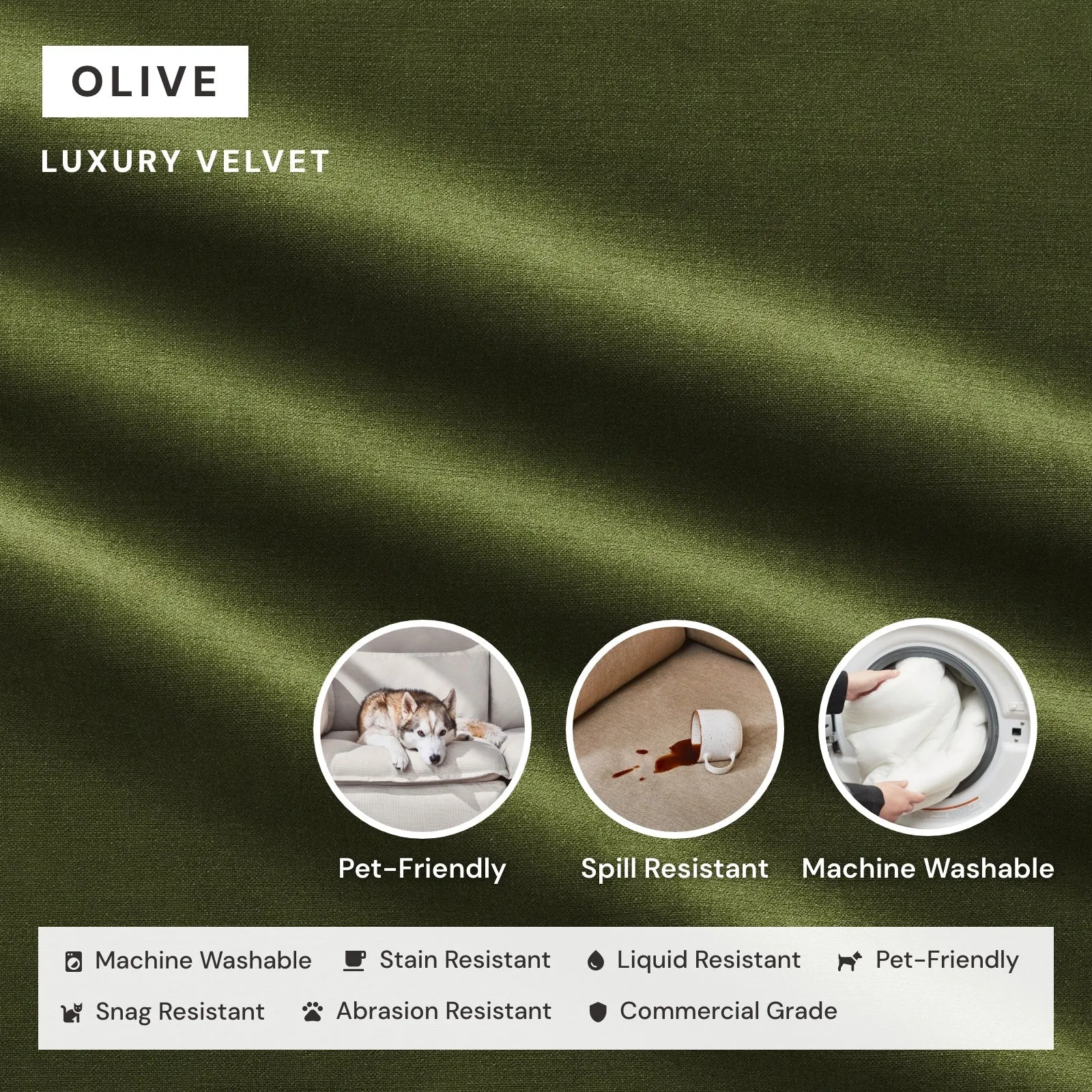 Modular Performance 2-Seater Sofa   Armchair Set in Olive | Relaxed Blend