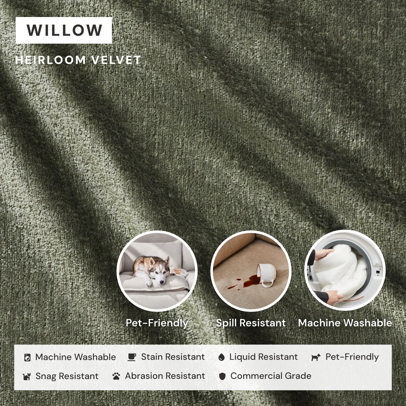Modular Performance 2-Seater Sofa   Armchair Set in Willow | Relaxed Blend