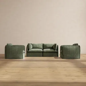 Modular Performance 2-Seater Sofa   Armchair Set in Willow | Relaxed Blend