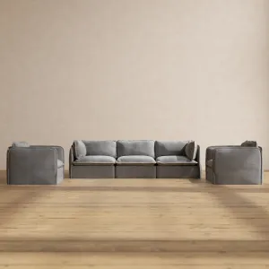 Modular Performance 3-Seater Sofa   Armchair Set in Ash | Deluxe Blend