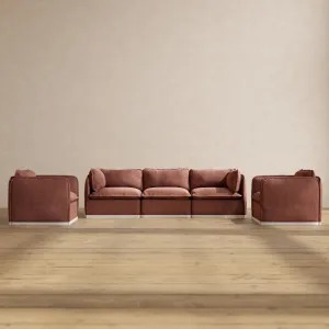 Modular Performance 3-Seater Sofa   Armchair Set in Chestnut | Deluxe Blend