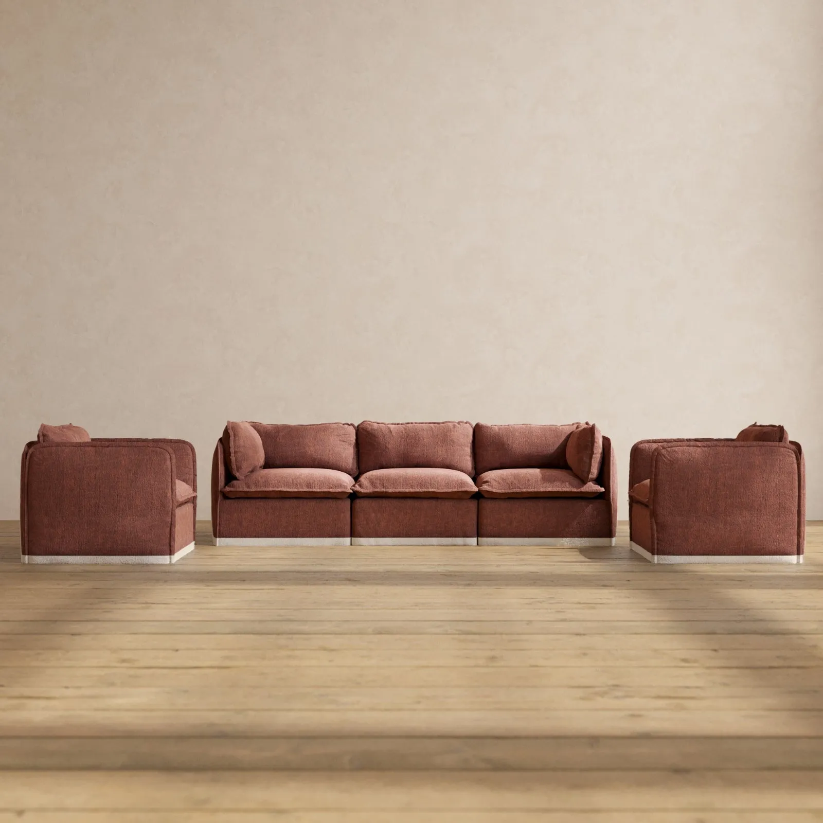 Modular Performance 3-Seater Sofa   Armchair Set in Chestnut | Relaxed Blend
