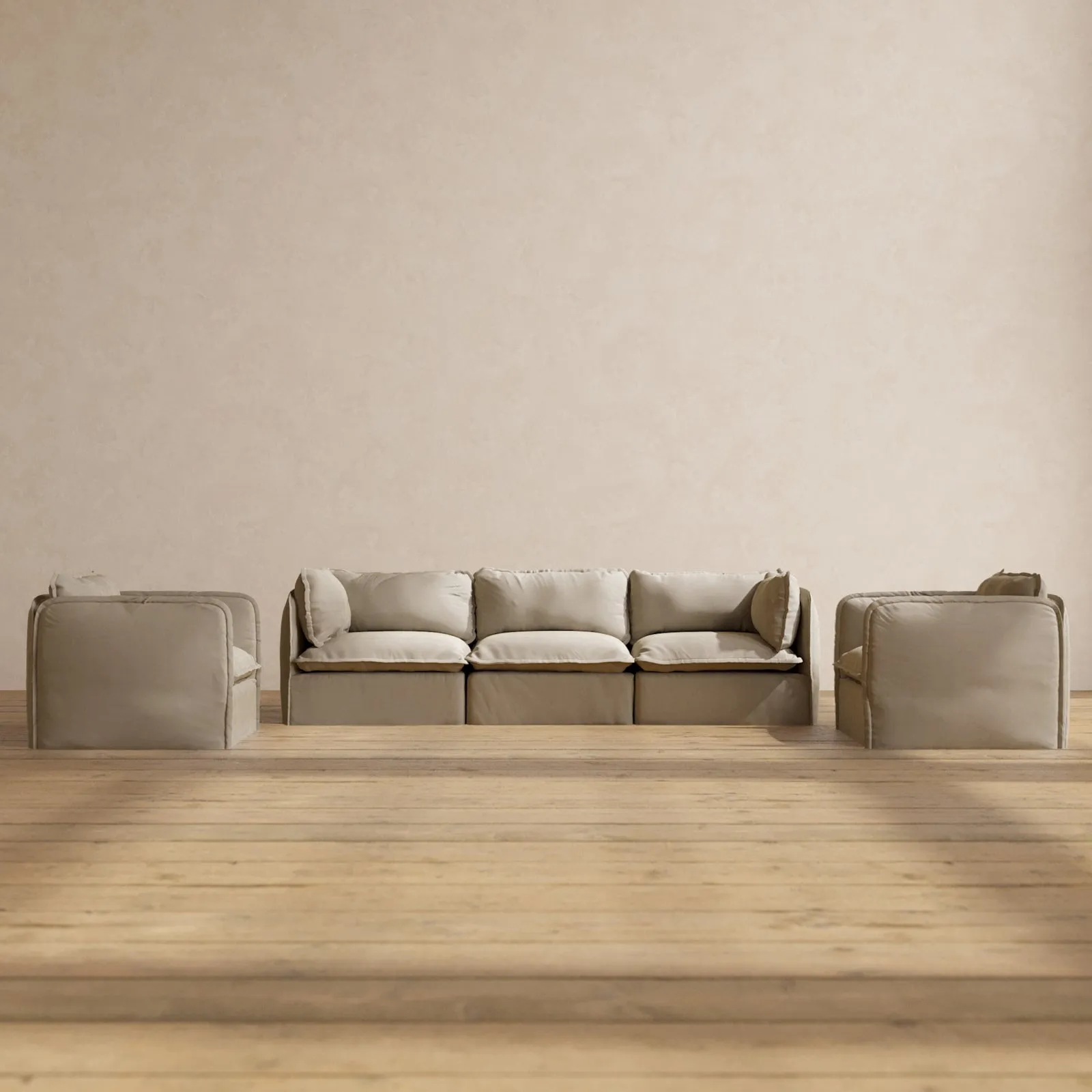 Modular Performance 3-Seater Sofa   Armchair Set in Dune | Relaxed Blend