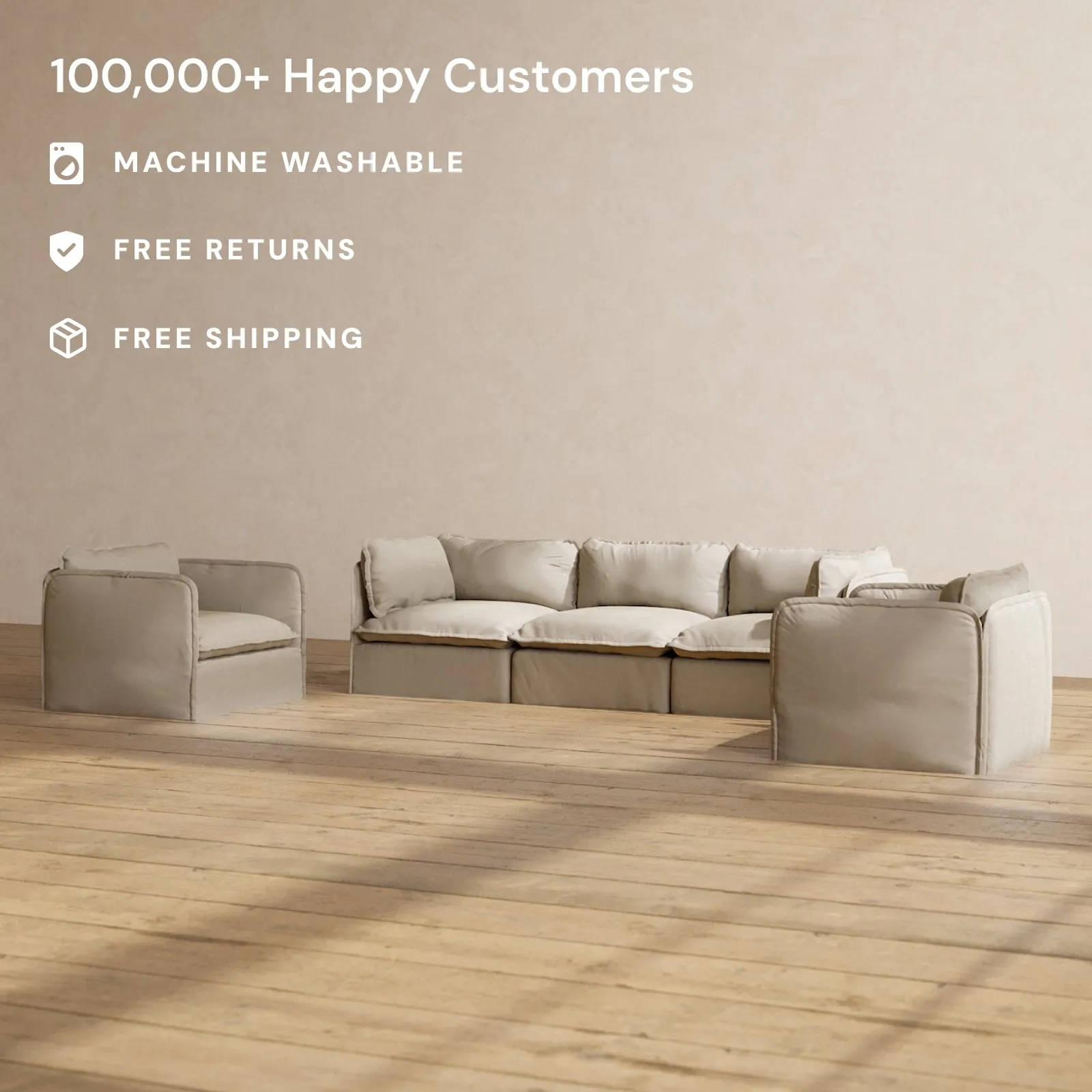 Modular Performance 3-Seater Sofa   Armchair Set in Dune | Relaxed Blend