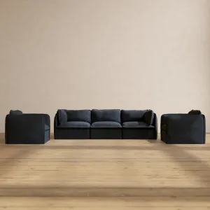 Modular Performance 3-Seater Sofa   Armchair Set in Indigo | Relaxed Blend