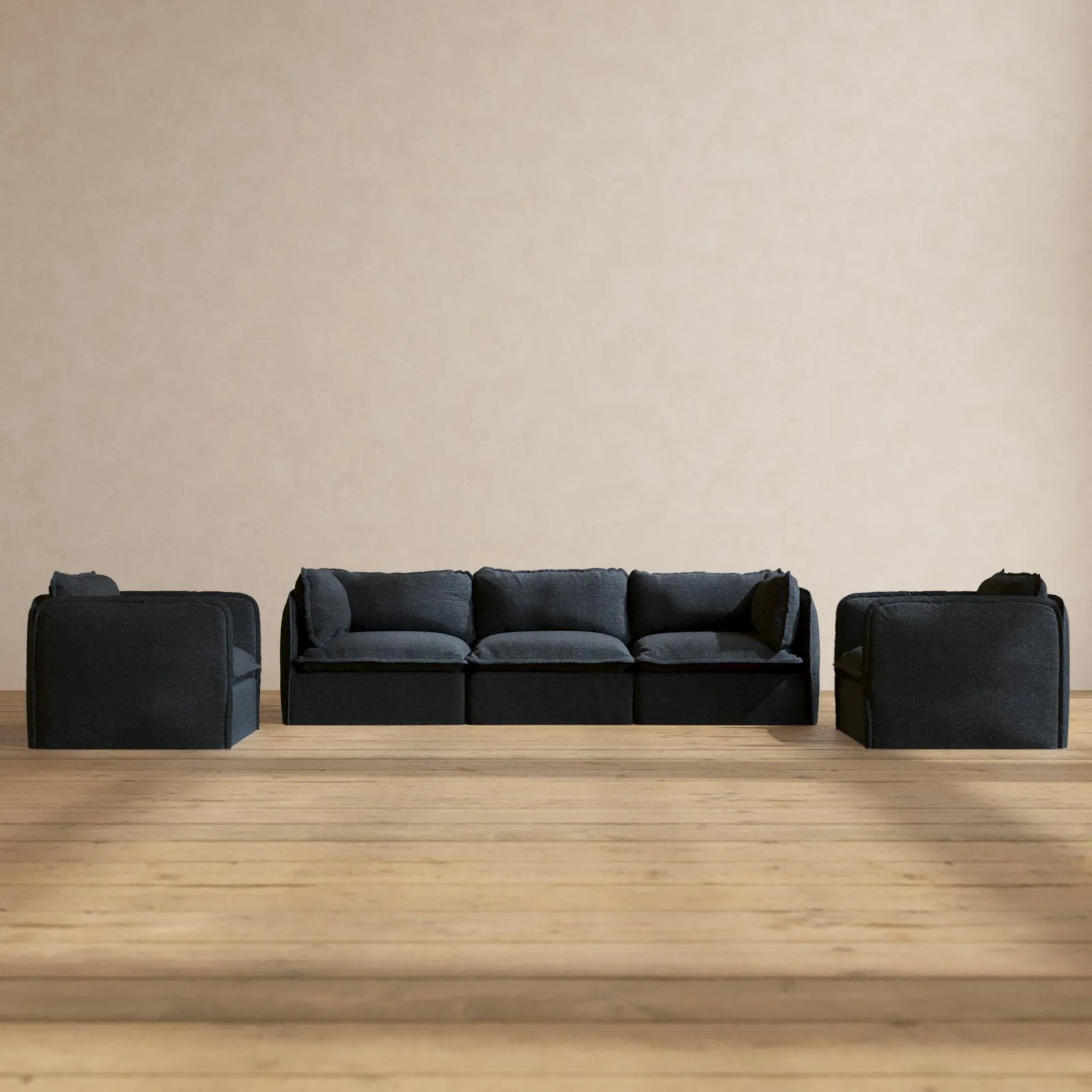 Modular Performance 3-Seater Sofa   Armchair Set in Indigo | Relaxed Blend