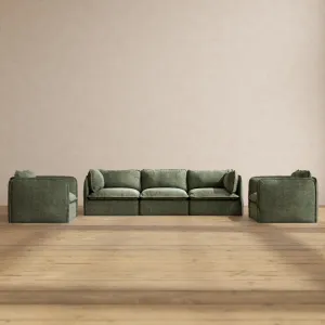 Modular Performance 3-Seater Sofa   Armchair Set in Willow | Relaxed Blend