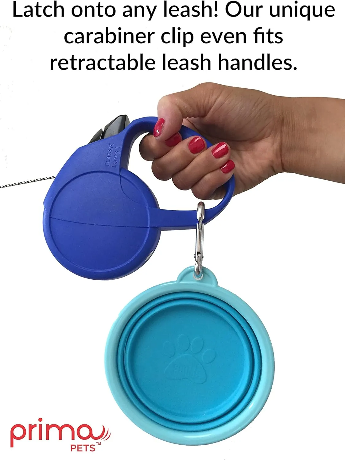 Prima Pet Expandable/ Collapsible Silicone Food & Water Travel Bowl with Clip for Small & Medium Dog and Cat, Size: 1.5 Cups (5.1 Inch Diameter Bowl) (AQUA)