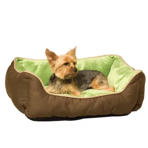 Small Dog or Cat Pet Bed Lounger Self-Warming in Mocha Green
