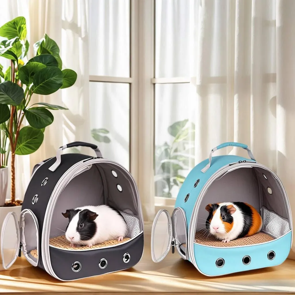 Small Pet Carrier Backpack for 2 Guinea Pig, Portable Travel Cage with Ventilation Holes, Clear Front Window