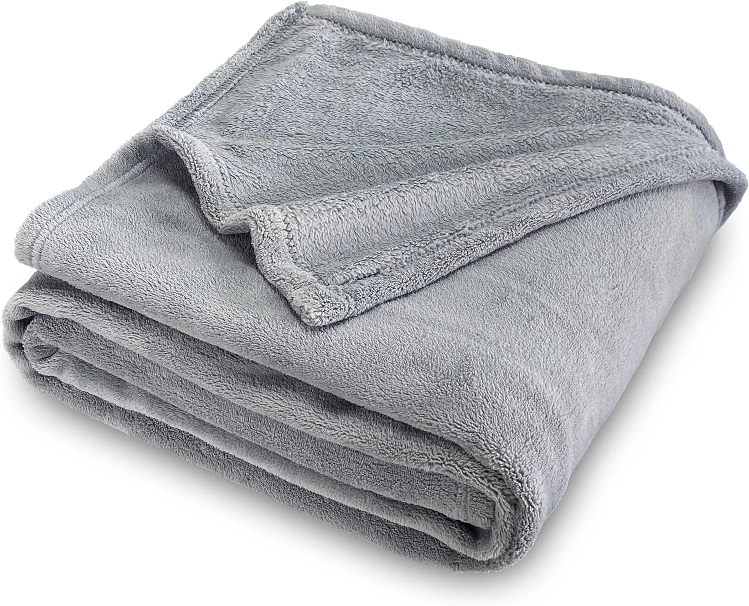 SOCHOW Flannel Fleece Throw Blanket, 340 GSM All Season Super Soft Cozy Blanket for Bed, Sofa or Couch, Grey, 50x70 inches