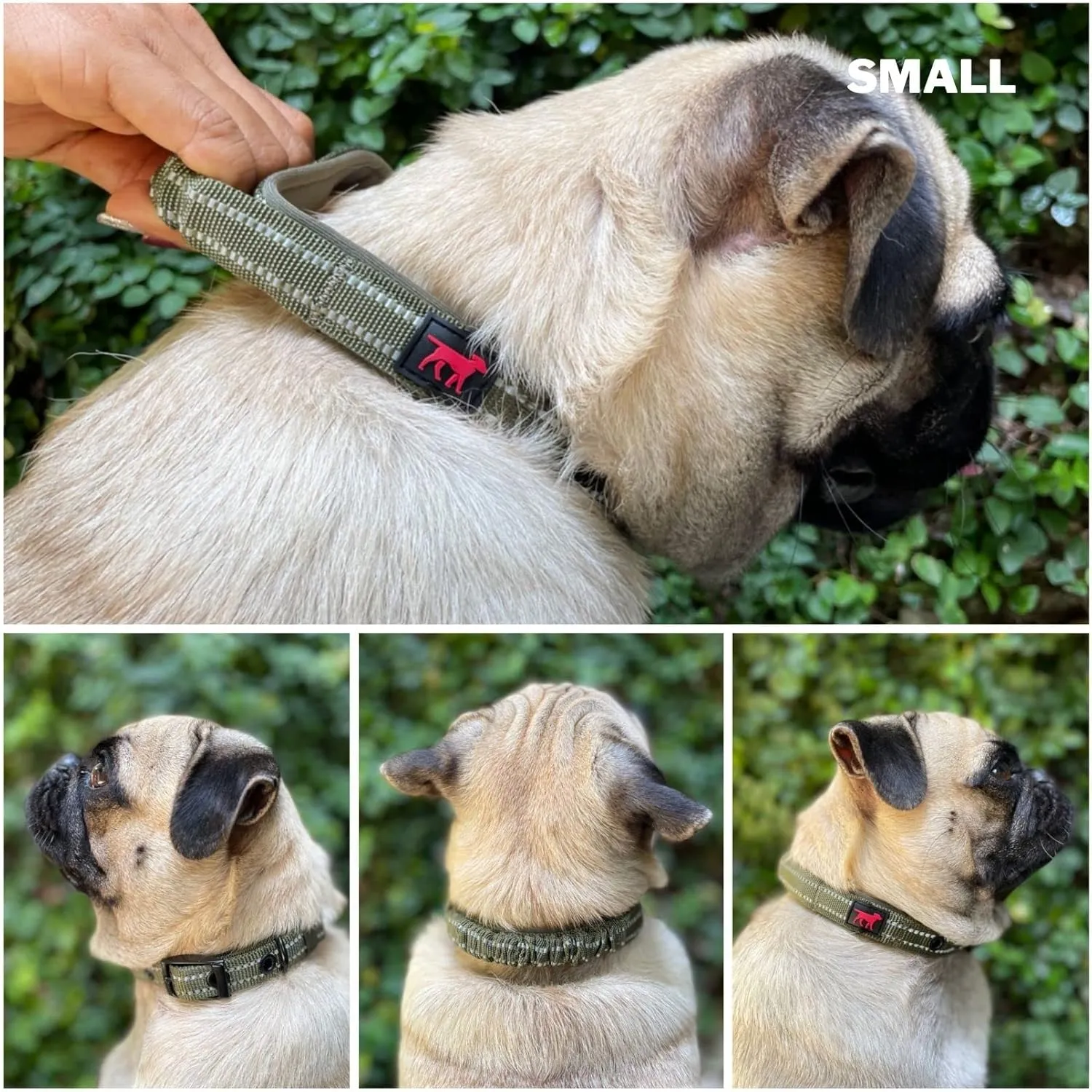 Tuff Pupper Heavy Duty Dog Collar with Handle | Ballistic Nylon Heavy Duty Collar | Padded Reflective Dog Collar with Adjustable Stainless Steel Hardware | Convenient Sizing for All Breeds