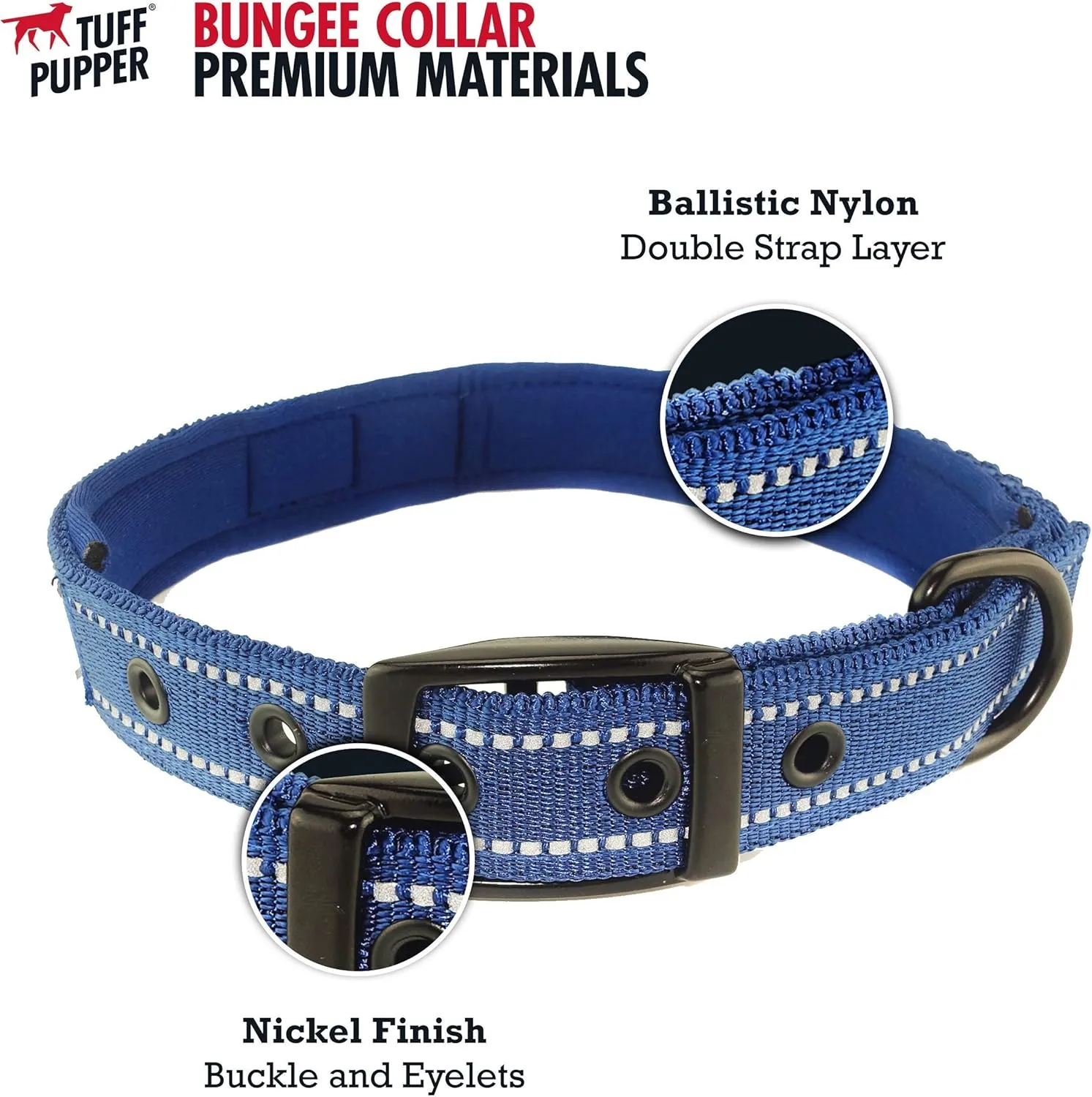 Tuff Pupper Heavy Duty Dog Collar with Handle | Ballistic Nylon Heavy Duty Collar | Padded Reflective Dog Collar with Adjustable Stainless Steel Hardware | Convenient Sizing for All Breeds