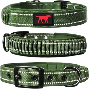 Tuff Pupper Heavy Duty Dog Collar with Handle | Ballistic Nylon Heavy Duty Collar | Padded Reflective Dog Collar with Adjustable Stainless Steel Hardware | Convenient Sizing for All Breeds